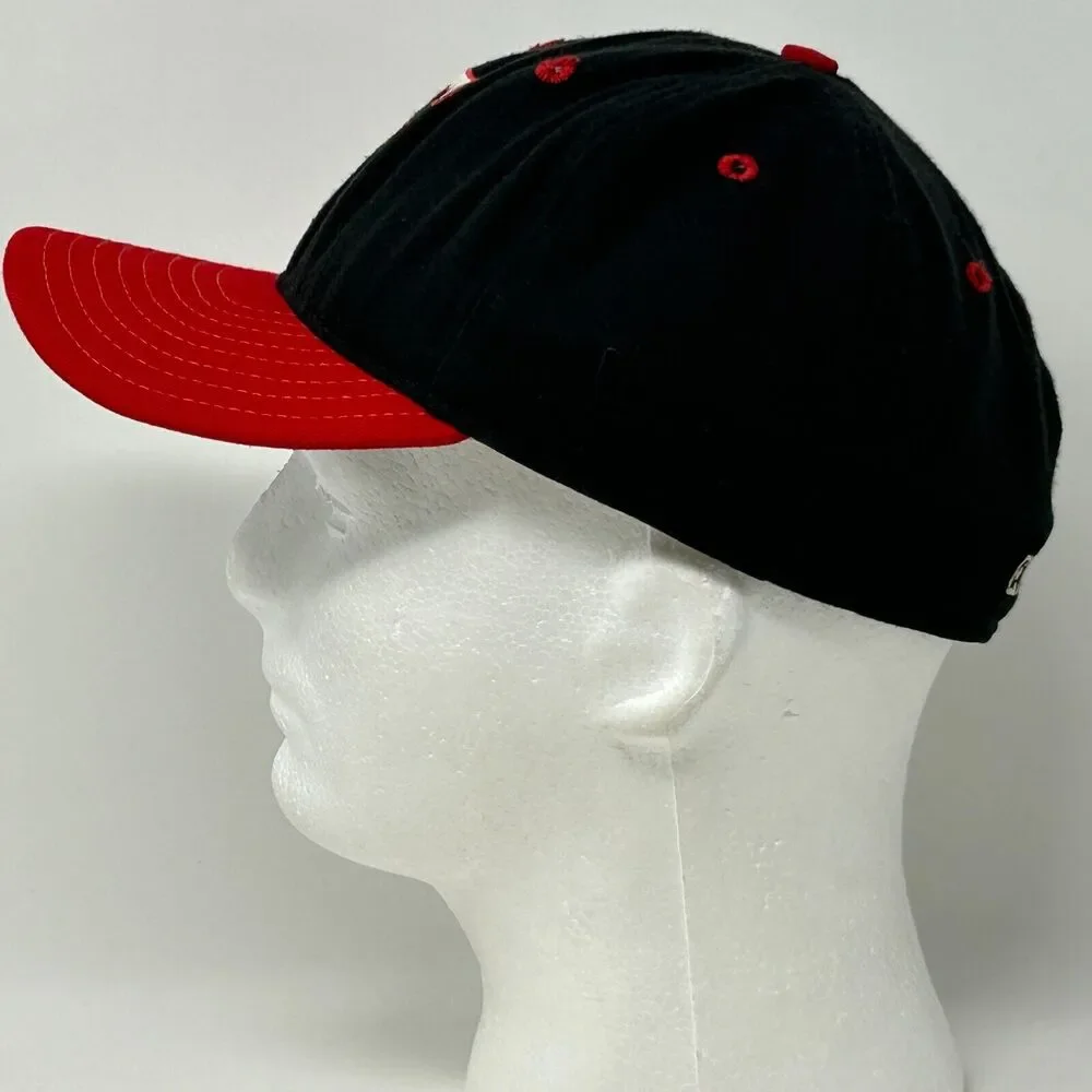 Vintage 90s Letter F Eagles Hat Cap Black New Era Made In USA Fitted 7 1/4